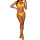 thumbnail image 2 of Conjuntos de bikini de triángulo de 2 piezas para mujer, con anillo, tirantes anchos ajustables, cierre en la espalda, trajes de baño acanalados, tamaño X-Small, color amarillo, 2 of 5