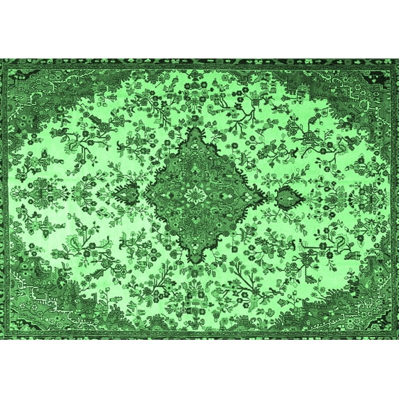 Ahgly Company Indoor Rectangle Persian Emerald Green Traditional Area Rugs, 5' x 7'