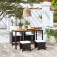 thumbnail image 1 of vidaXL 5 Piece Outdoor Dining Set Poly Rattan and Acacia Wood Black, 1 of 5