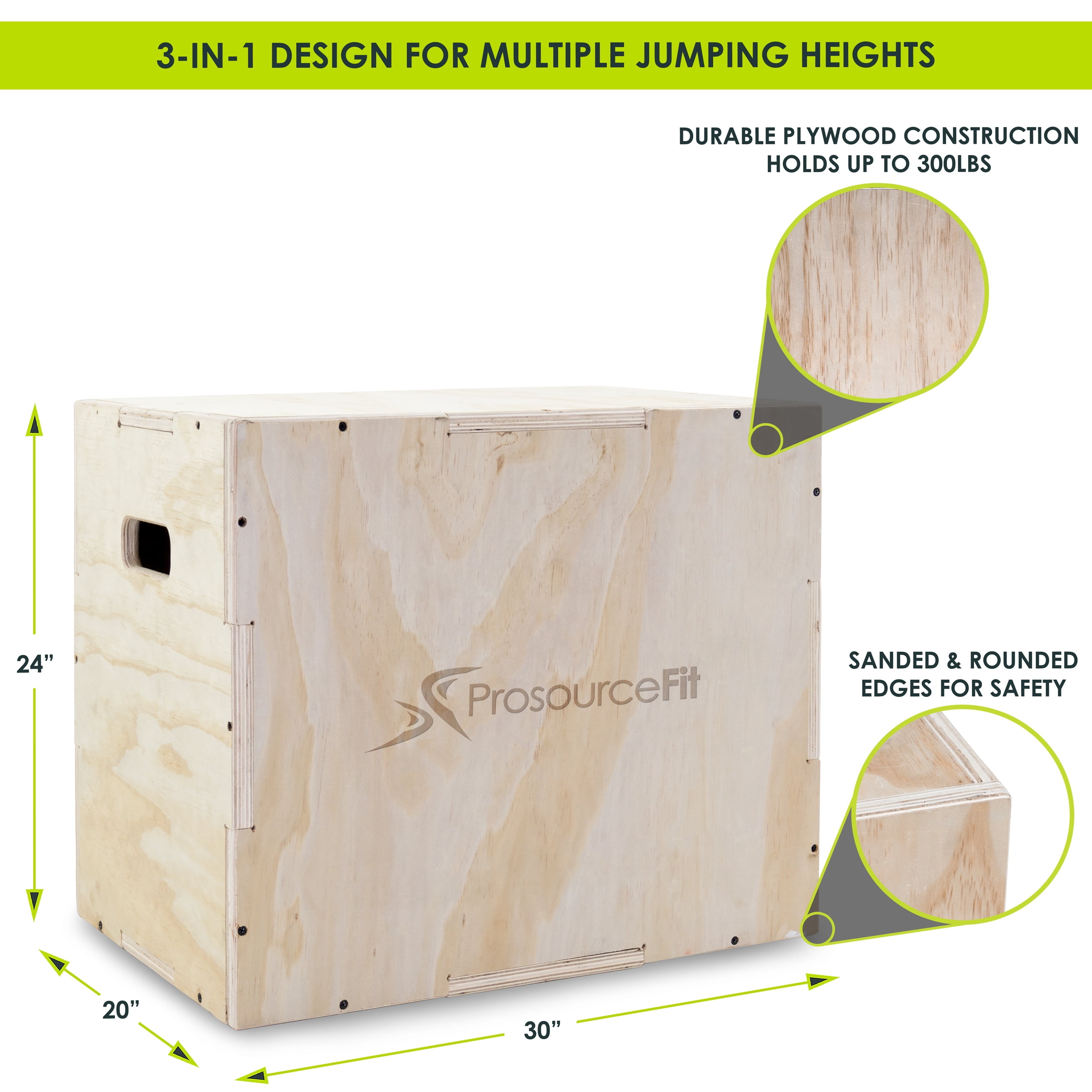 3in1 Wood Plyometric Jump Box 30/20/24 24/16/20 Plyo Plateform Training Fitness 