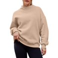 thumbnail image 2 of IMENGL Oversized sweatshirts turtleneck pullover, Brown M, Size M-2XL, 2 of 5