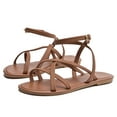 thumbnail image 4 of DADAWEN Women Ankle Strap Sandals Flat Thin Summer Casual Brown10 US, 4 of 4