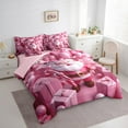 thumbnail image 3 of jejeloiu Lovely Santa Claus 7-Piece Bedding Comforter Set,Sweet Candy Cane King Bedding Sets,Girls Pink Christmas Gifts Bed Sheets For Kids,Ultra Soft Home Decor Reversible, 3 of 8
