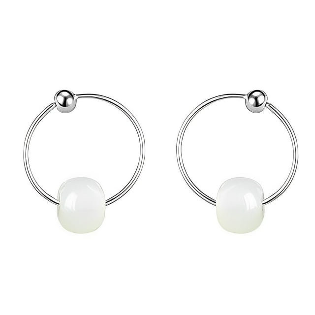 sweethay Pendientes de aro de apertura Retro clásicos para mujer, joyería colgante de cuentas de Jade, accesorios colgantes de temperamento Ropa, zapatos y accesorios Miscelánea