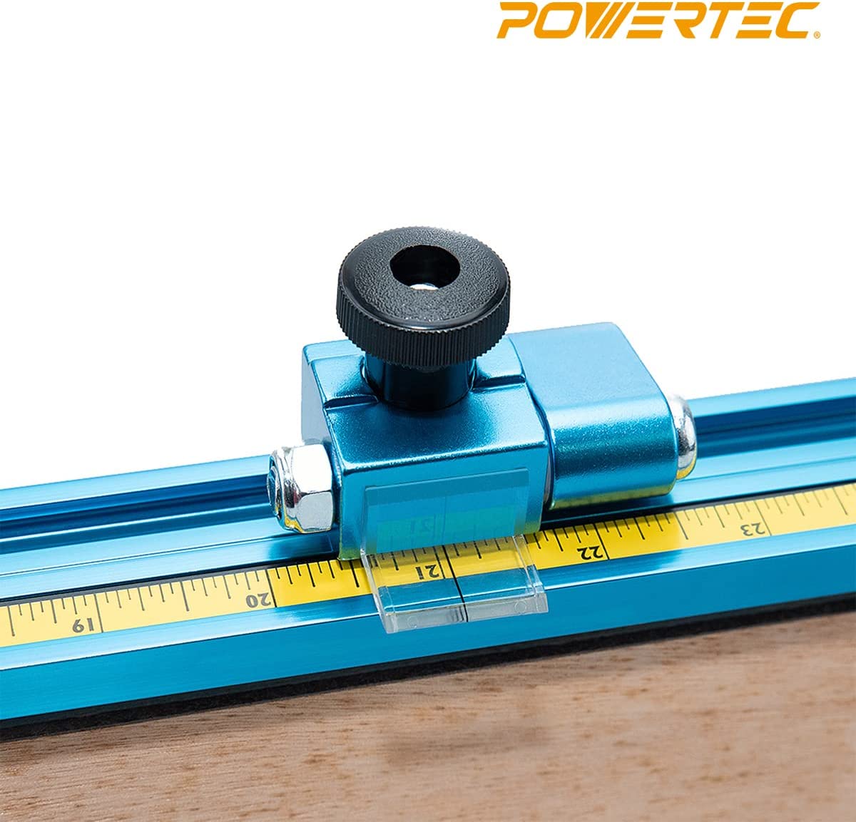 POWERTEC 36-Inch Double T Track Kit for Woodworking, Right to Left Adhesive Tape Measure and T-Track Plastic Insert (71697)