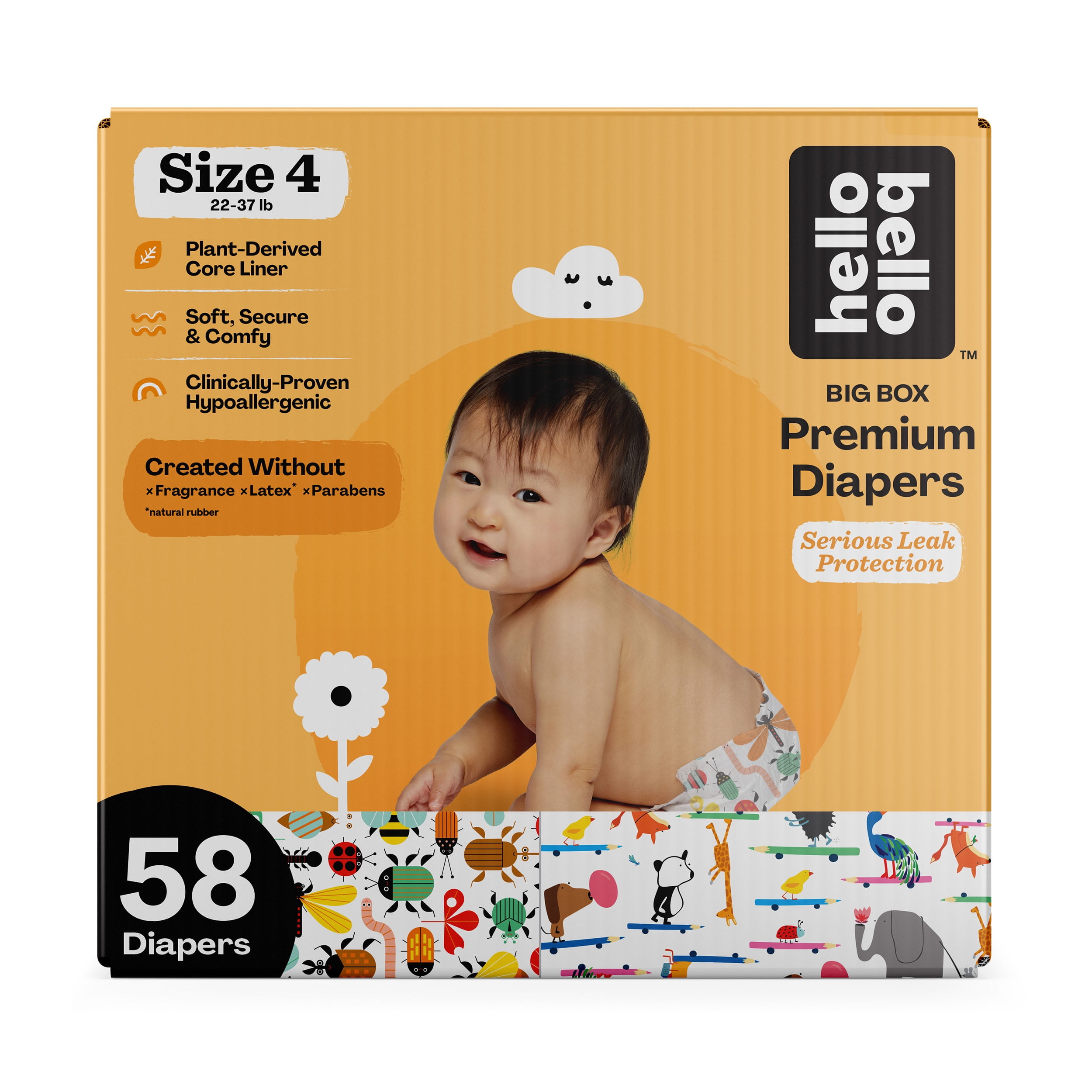 Hello Bello Premium Baby Diapers, Fun Gender Neutral Designs, Size 4, 58 Count