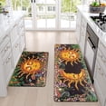 thumbnail image 3 of Boho Kitchen Rugs Sets of 2, Floral Mushroom Anti Fatigue Cushioned Kitchen Mat for Floor, Standing, Sun Moon Non Skid Washable Kitchen Rugs and Mats, 18'''' x 30'''' + 18'''' x 48'''', Black, 3 of 6