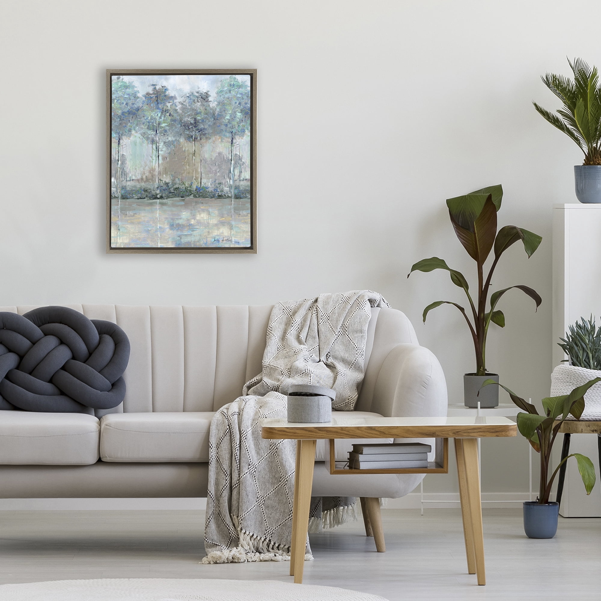 Stupell Industries Subdued Impression of Trees Brown Framed Floater Canvas Wall Art, design by Sally Swatland