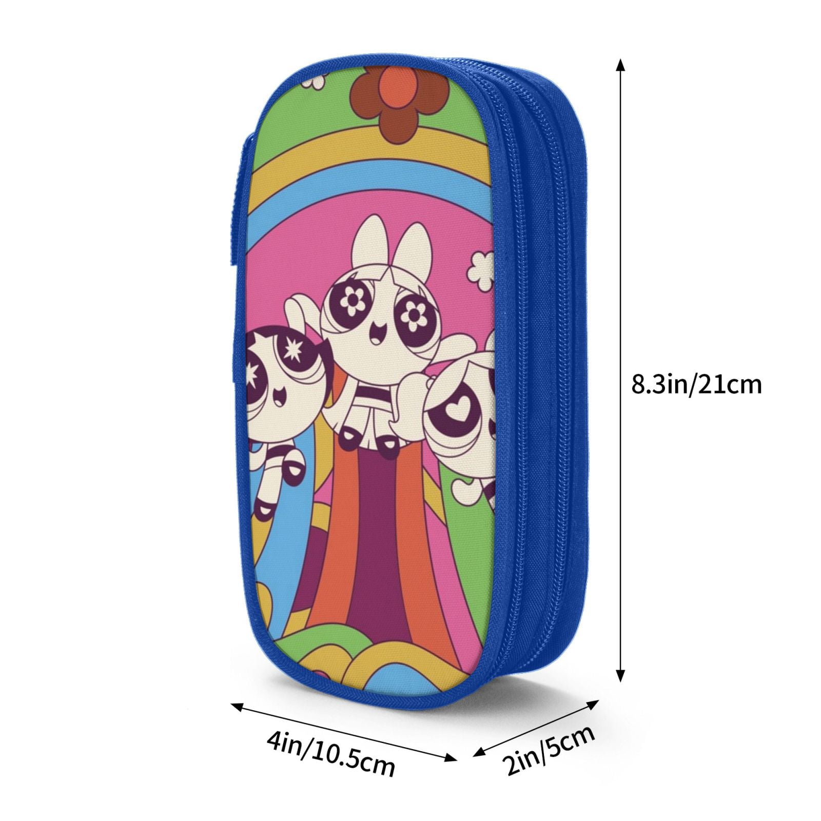 The Powerpuff Gi-rls Pencil Case Large Capacity Pencil Pouch Penbag Office Stationery Organizer Travel Makeup Bag Blue