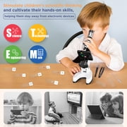 BEBANG 50PCS Kids Microscope Kit, 100X-1200X Compound Microscope Science Kit with LED Light, Carrying Box,