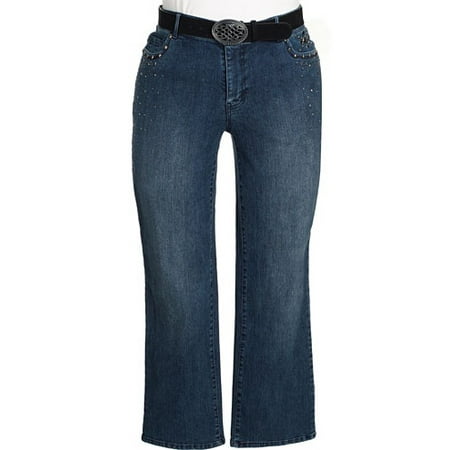 Women's Plus Sparkle Stud Jeans with Belt