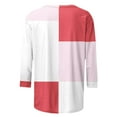 thumbnail image 4 of ZQGJB Fall Womens 3/4 Sleeve Color Block Print Shirts Lightweight Casual Dressy Round Neck Graphic T-Shirts Trendy Athletic Workout Pullover Tops Red L, 4 of 5