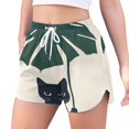 thumbnail image 2 of FORMRS Womens Swim Shorts Mesh Liner Quick Dry Casual Beach Board Bottom with Pockets, Sizes S-2XL, Black Cat Plants, 2 of 9
