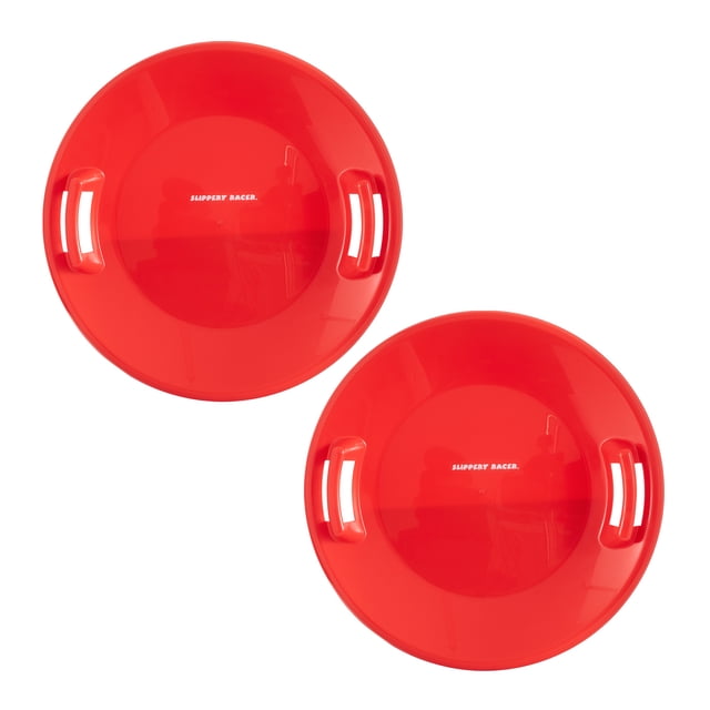 Slippery Racer Downhill Pro Traîneau de Neige à Disque Soucoupe pour Adultes/enfants, Rouge (Lot de 2)