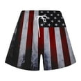 thumbnail image 4 of XIAfhje Shorts For Women Flag Print Casual Loose Independence Day Shorts Stretch High Waist With Drawstring Short Pants Wide Leg Shorts Vacation Trendy Shorts With Pockets, 4 of 4
