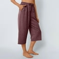 thumbnail image 5 of Women's Capri Pants - Loose Fit Wide Leg Summer Yoga Pants with Drawstring & Pockets, Casual Comfy Lounge Cropped Trousers, Soft Workout Sweatpants for Women, 5 of 8