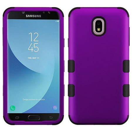 Samsung Galaxy J7 (2018), J737, J7 V 2nd Gen, J7 Refine Phone Case Tuff Hybrid Shockproof Impact Rubber Dual Layer Hard Soft Protective Hard Case Cover Rubberized Purple Phone