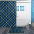 thumbnail image 2 of SKYSONIC Shower Curtain and Rug Set Blue Green Tartan Plaid Polyester Waterproof Bath Curtain and Mat for Bathroom with Hooks 72 x 72 Inches, 2 of 6