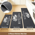 thumbnail image 2 of Washable Non-Slip Kitchen Rug Set 3-Piece, Dark Oil Resistant Runner Mats with Knife & Fork Print, 2 of 8