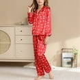 thumbnail image 6 of Christmas Family Matching Pajamas Set Silk Satin Sleepwear Long Sleeve Button Down Nightwear Set 2 Pcs Loungewear, 6 of 9