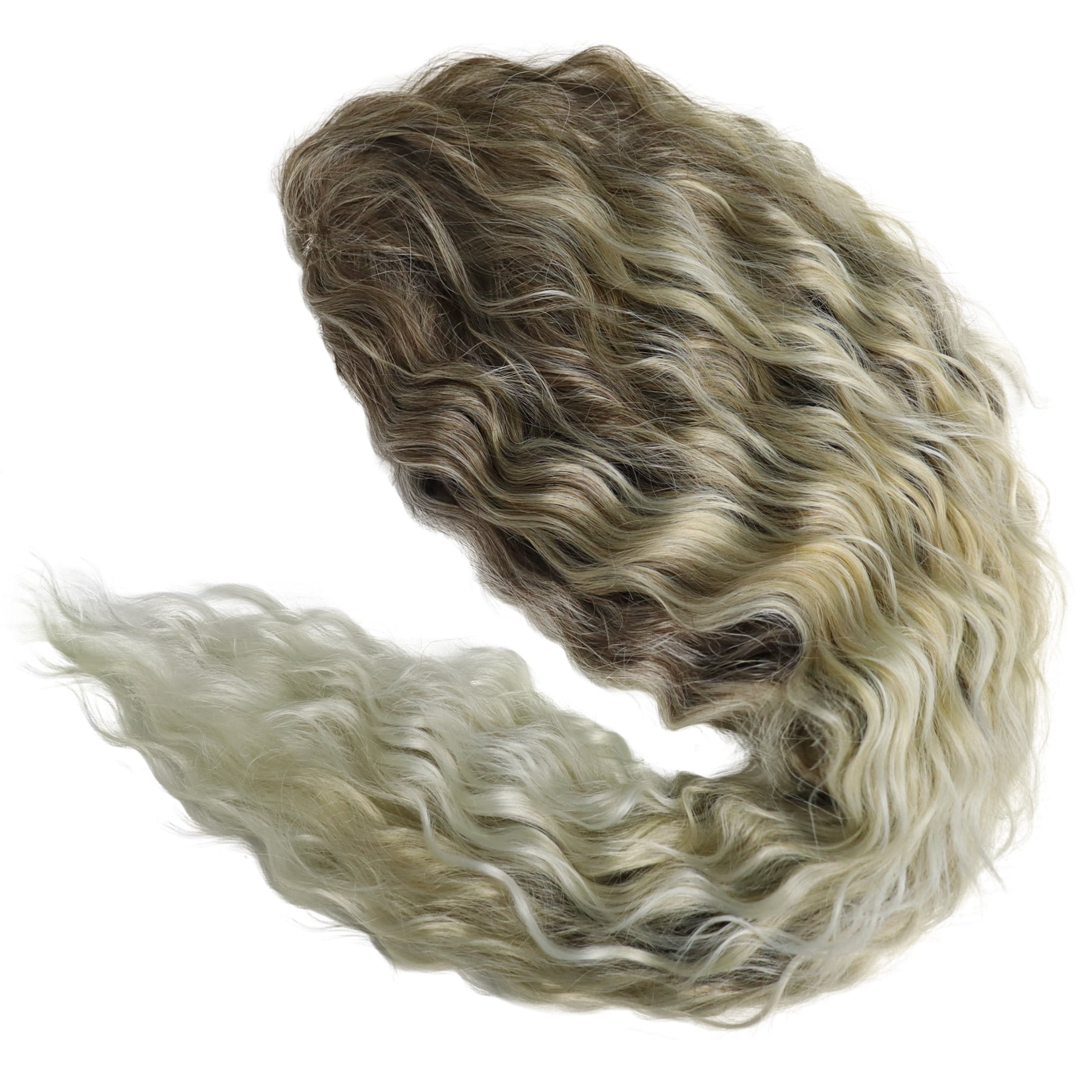 28 inch Long Ombre Blonde Curly Wigs for Women Gradient Color Ash Blonde Wig in Synthetic Hair