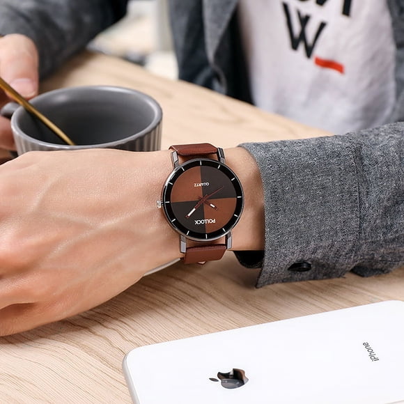 Montre pour Homme Bracelet en Cuir Montre Décorative Cadeaux pour Hommes