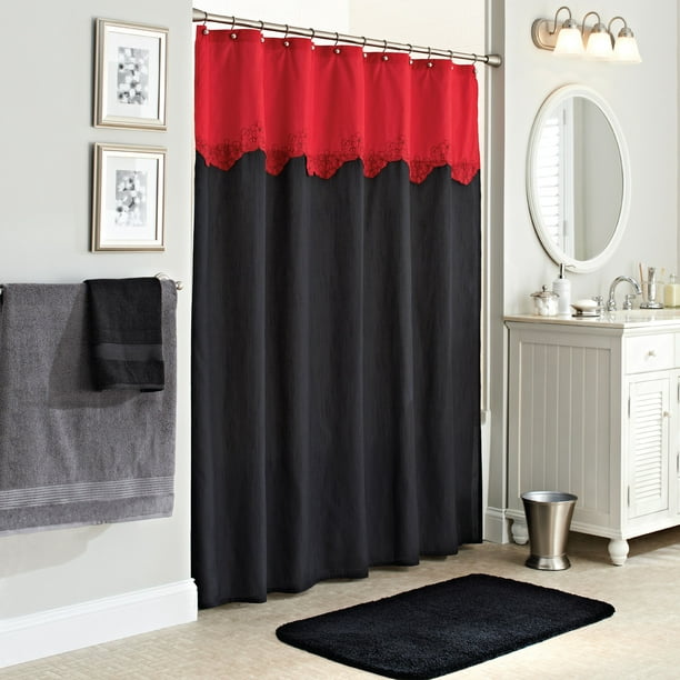 Red Shower Curtain, Red And Black Shower Curtain