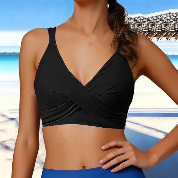 Xucatan Women's High Waisted Tankini Swimsuits Two Piece with Removable Pads Push Up Tops, Tummy Control Modest Swimwear Plus Size Summer Beach Vacation Outfits Gift