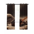 thumbnail image 7 of Coffee Beans Blackout Curtains for Bedroom, Vintage Wooden Spoon Dark Brown Cafe Bean Thermal Insulated Kitchen Drapes with Grommets, Light Blocking Window Treatment, 2 Panels 52" x 45", 7 of 7
