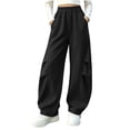 thumbnail image 2 of Girls Baggy Sweatpants High Waisted Parachute Pants Loose Cargo Joggers with Flap Pockets Athletic Workout Gym Lounge Casual Streetwear Flattering Activewear Back to School, 2 of 6