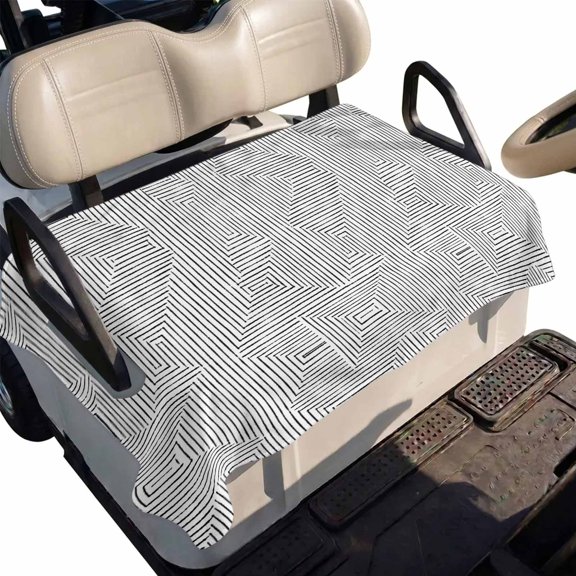 Golf Cart Seat Cover Gray Greek Key Paths Club Car Golf Cart Seat Covers Soft Absorbent Golfcart Towel Blanket Linear Mazes Linework Golf Seat Covers for Cart Decor Fits 2 & 4 Passenger 51"x31"