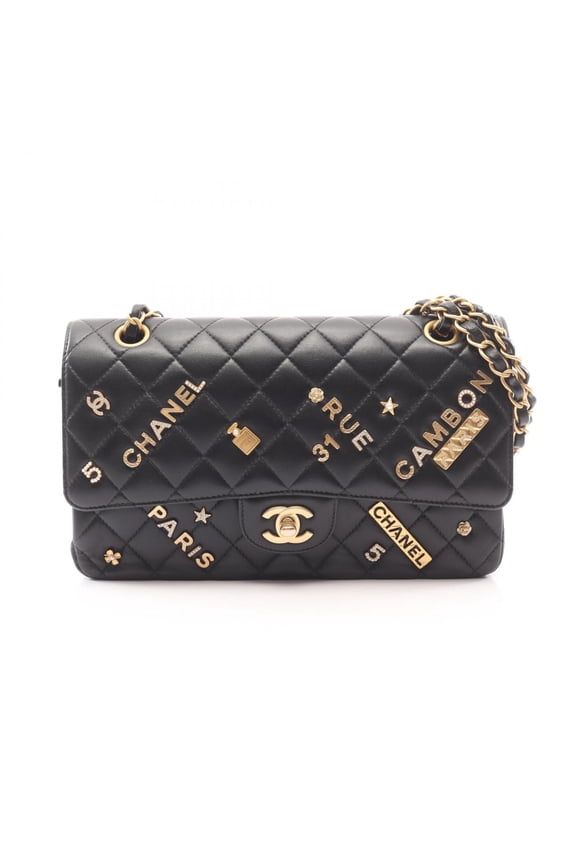 Pre-Owned Chanel Matelass Double Flap Icon Charm Shoulder Bag/Handbag, Lambskin Leather,...