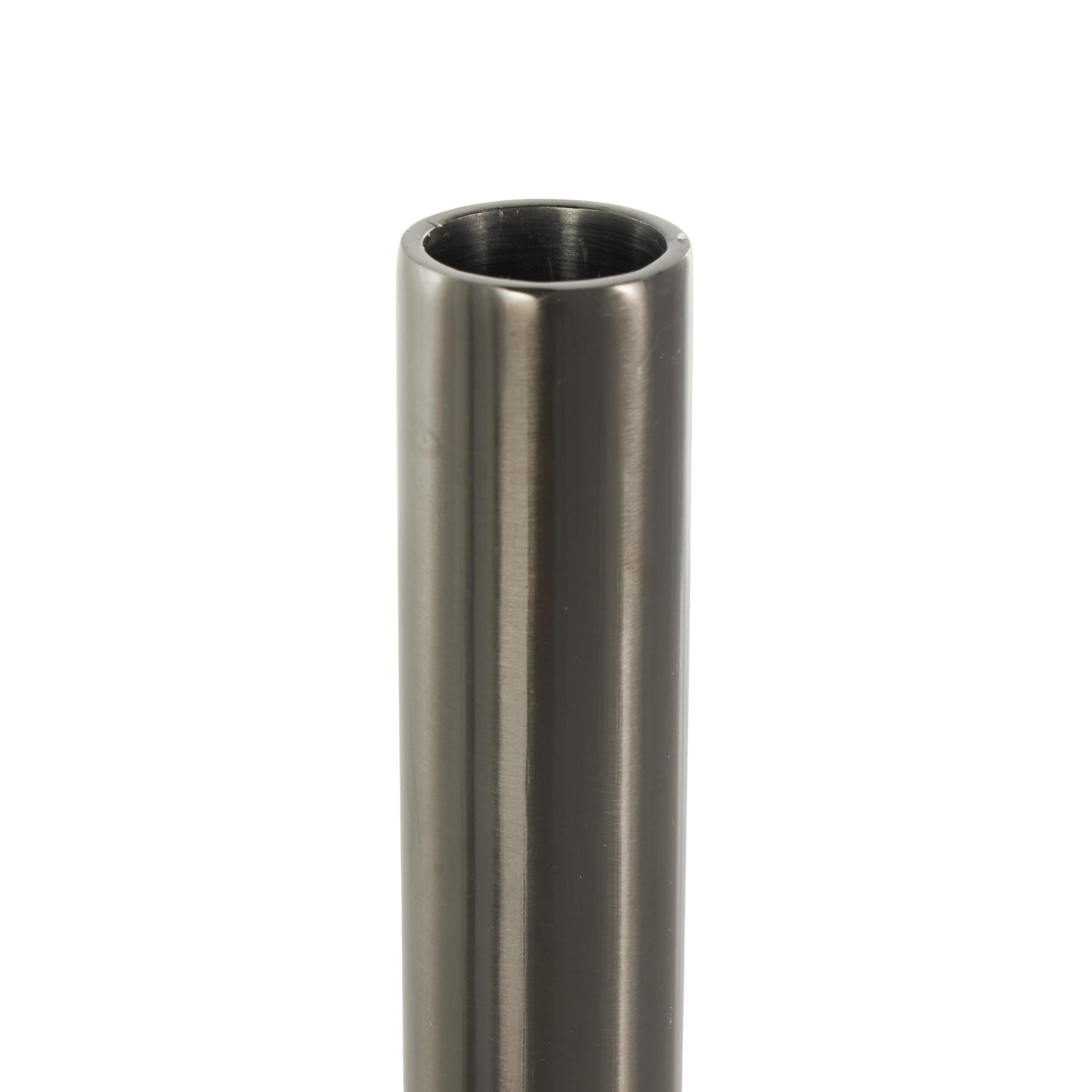 DecMode 3 Candle Black Stainless Steel Metal Slim Candle Holder with Round Base, Set of 3