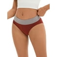 thumbnail image 4 of INSPIRE CHIC Women's Color-Block No Trace Underwear Mid-Waisted Full Coverage Briefs M Brown, 4 of 4