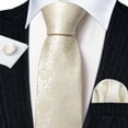 thumbnail image 2 of Barry.Wang Men's Tie Set with Handkerchief Cufflinks Flower Paisley Silk Necktie Wedding Business Party, 2 of 4