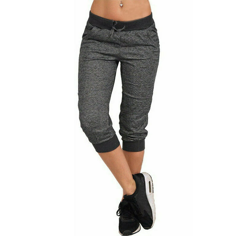 Yinyinxull Women Sweatpants Capri Pants Jogger Running Yoga Fitness Pants  Sports Trousers Dark Grey XL 