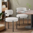 thumbnail image 6 of Woodty Dining Room Chairs, Modern Medieval Circular Dining Arm Chairs, Fabric and Metal, White Set of 2, 6 of 7