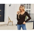 thumbnail image 2 of Zeagoo V Neck Long Sleeve Shirts for Women 2025 Slim Fitted Going Out Tops Basic Fall Winter Tee 2 Pack, 2 of 6