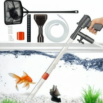 JunJuxs Hand Pump & At-Home Aquarium Gravel Vacuum Set, with Thermometers Stick & Fish Net Kit