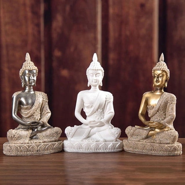 Meditative Seated Buddha Sandstone Statue Sculpture Figurine Decor