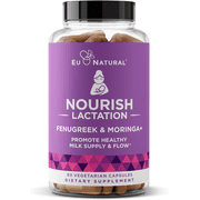 Nourish Lactation Supplement - Postpartum Support for Healthy Milk Flow & Production - Fenugreek Capsules for Women with Goat's Rue, Milk Thistle, Fennel Seed & Organic Moringa, 60 Soft Capsules