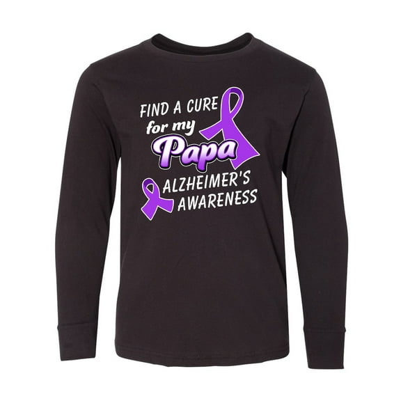 Inktastic Alzheimer's Awareness Find a Cure for my Papa Long Sleeve Youth T-Shirt