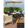 thumbnail image 4 of Outdoor Tablecloth with Umbrella Hole and Zipper, Christmas Trees Rectangle Table Cloth 60x120 Inch Waterproof Tablecloth, Black Xmas Tree Star Winter Holiday Picnic Table Cover for Patio Camping, 4 of 7