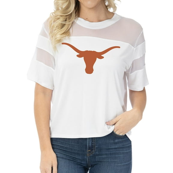 Women's White Texas Longhorns Relaxed Avery Power Mesh Fashion Jersey