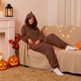 thumbnail image 5 of CQXIDFH Onesie Pajamas for Women Printed Long Sleeve Jumpsuit Casual Pullover Pajama Onesie for Home Comfort & Relaxation Home Lounge Sleepwear, 5 of 7