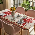 thumbnail image 3 of Valentine's Day Table Cloths for 3 Foot Rectangle Tables, Farmhouse Gnomes Love Red Rose Wooden Patio Waterproof Elastic Fitted Tablecloths, Washable Rectangular Table Cover for Camping, 3 of 8