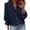 Navy, variant on Women's Oversized V-Neck Shirt Solid Color Long Sleeve Blouse for Casual Fall Office, Effortlessly Chic Shirts for Women