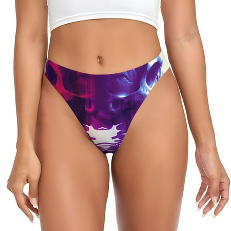 Rateoe Dual Skulls Colorful Fusion Pattern Seamless Women Underwear Thongs No Show Ladies Thong No Line Breathable Comfortable Panties Undies for Women-Small