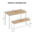 thumbnail image 2 of 43" Industrial Dining Table Set - White & Natural Kitchen Table with 2 Benches for 4 Five, 2 of 12