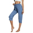 thumbnail image 2 of Capri Pants for Women 2025 Elastic Waist Straight Leg Casual Loose Capris with Pockets Womens Cropped Pants, 2 of 6